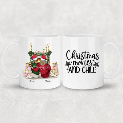 Ragazze davanti al camino - Tazza personalizzata