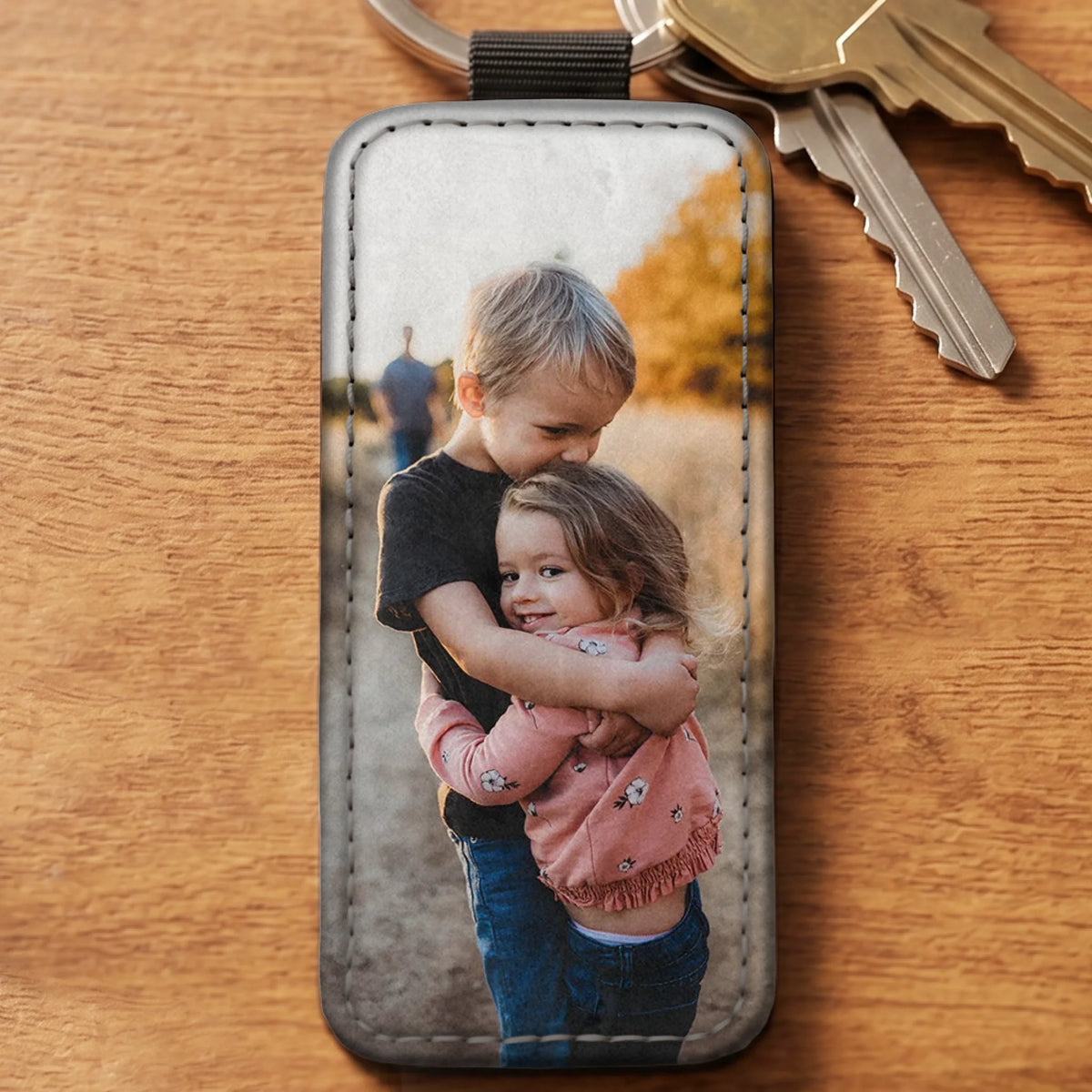 La tua foto - Portachiavi personalizzato in similpelle