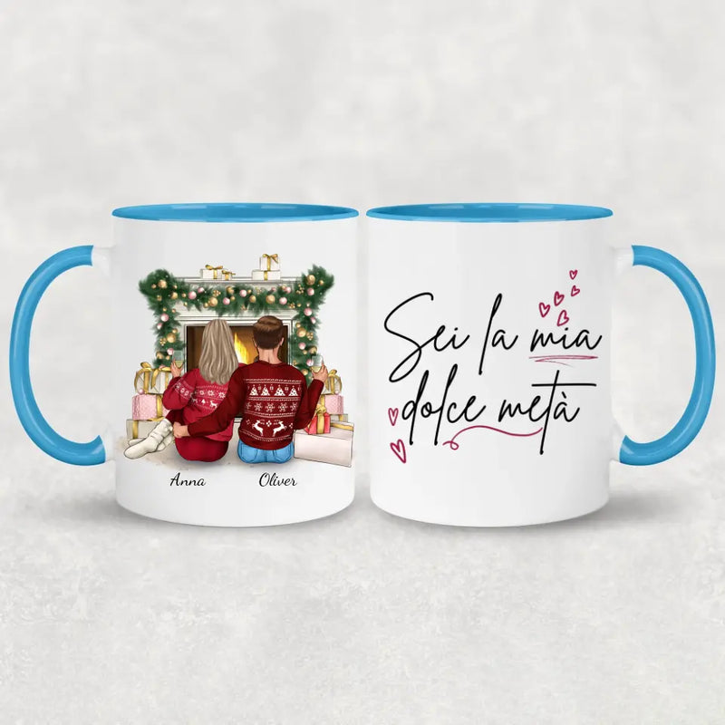 Coppia davanti al camino - Tazza personalizzata