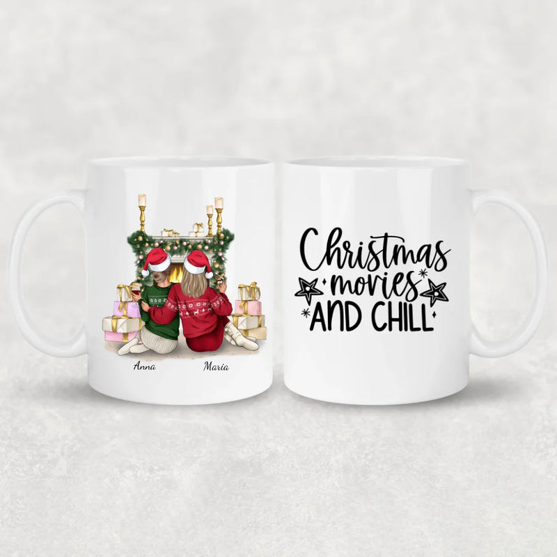 Ragazze davanti al camino - Tazza personalizzata