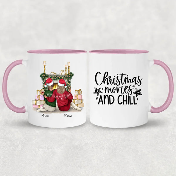 Ragazze davanti al camino - Tazza personalizzata