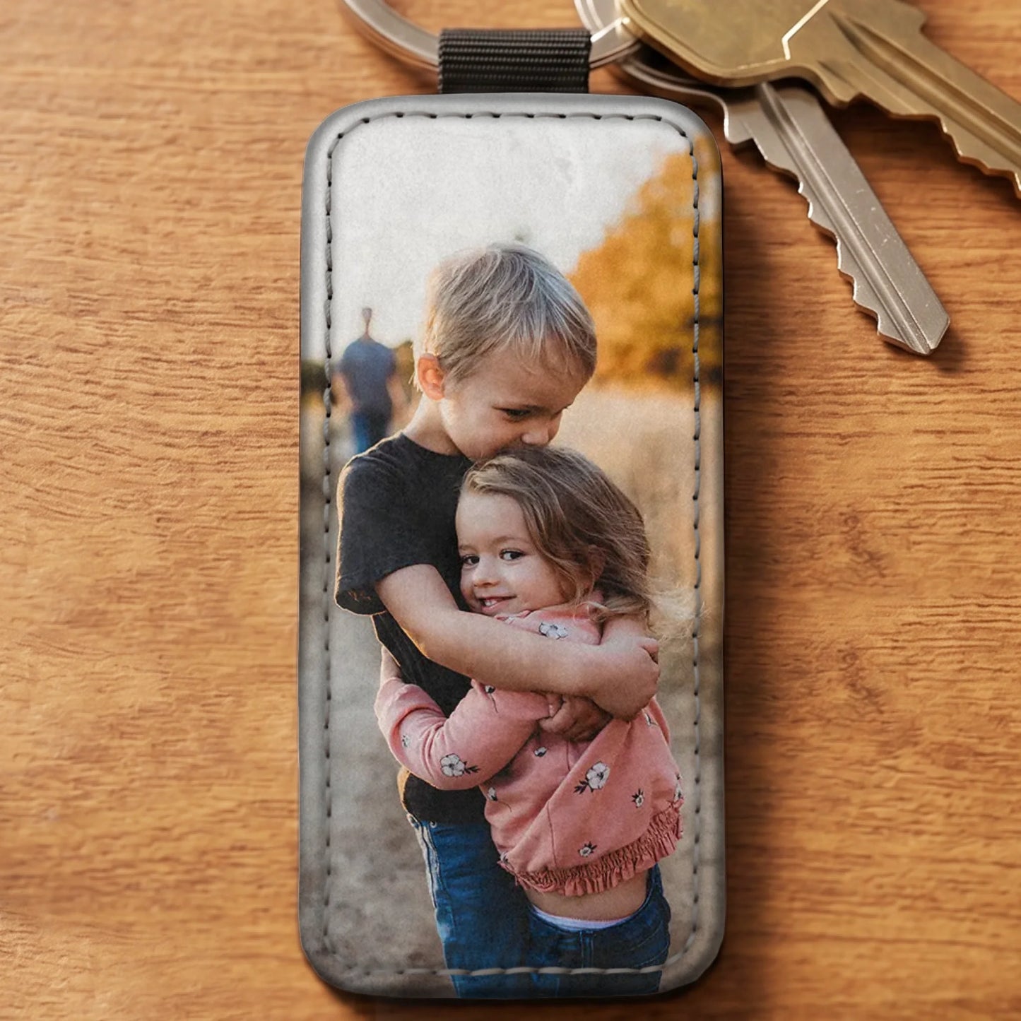 La tua foto - Portachiavi personalizzato in similpelle