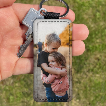 La tua foto - Portachiavi personalizzato in similpelle