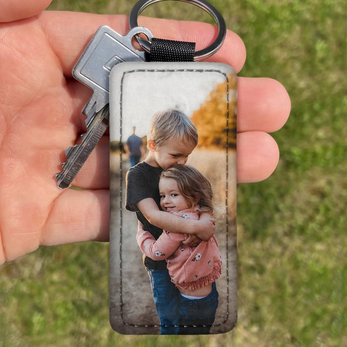 La tua foto - Portachiavi personalizzato in similpelle